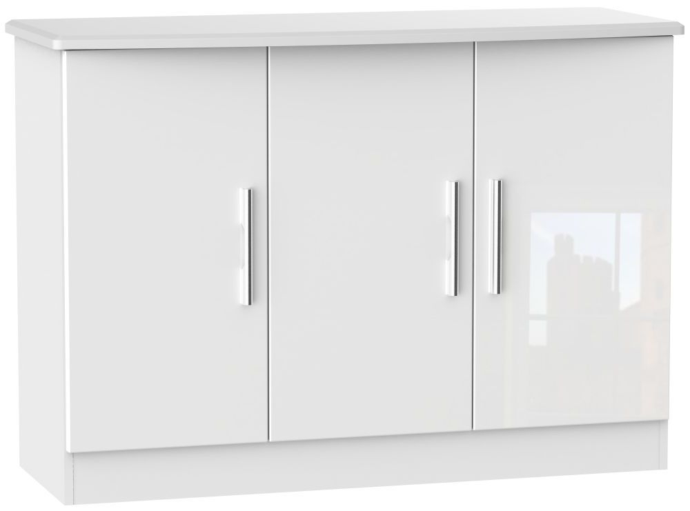 Knightsbridge White Gloss Small Sideboard - 3 Doors