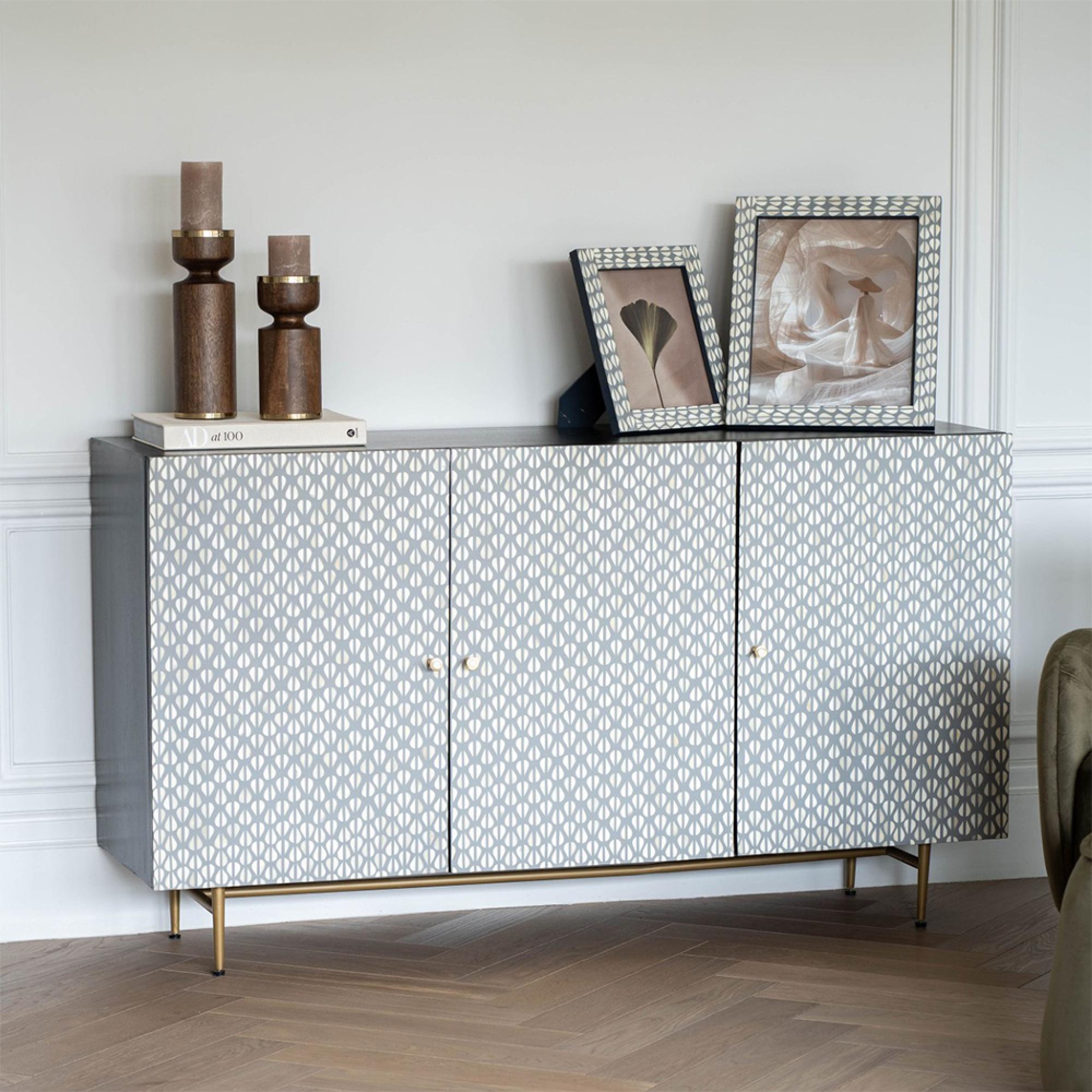Burgess Sideboard - Grey Bone Inlay - 3 Door - Medium - 150cm