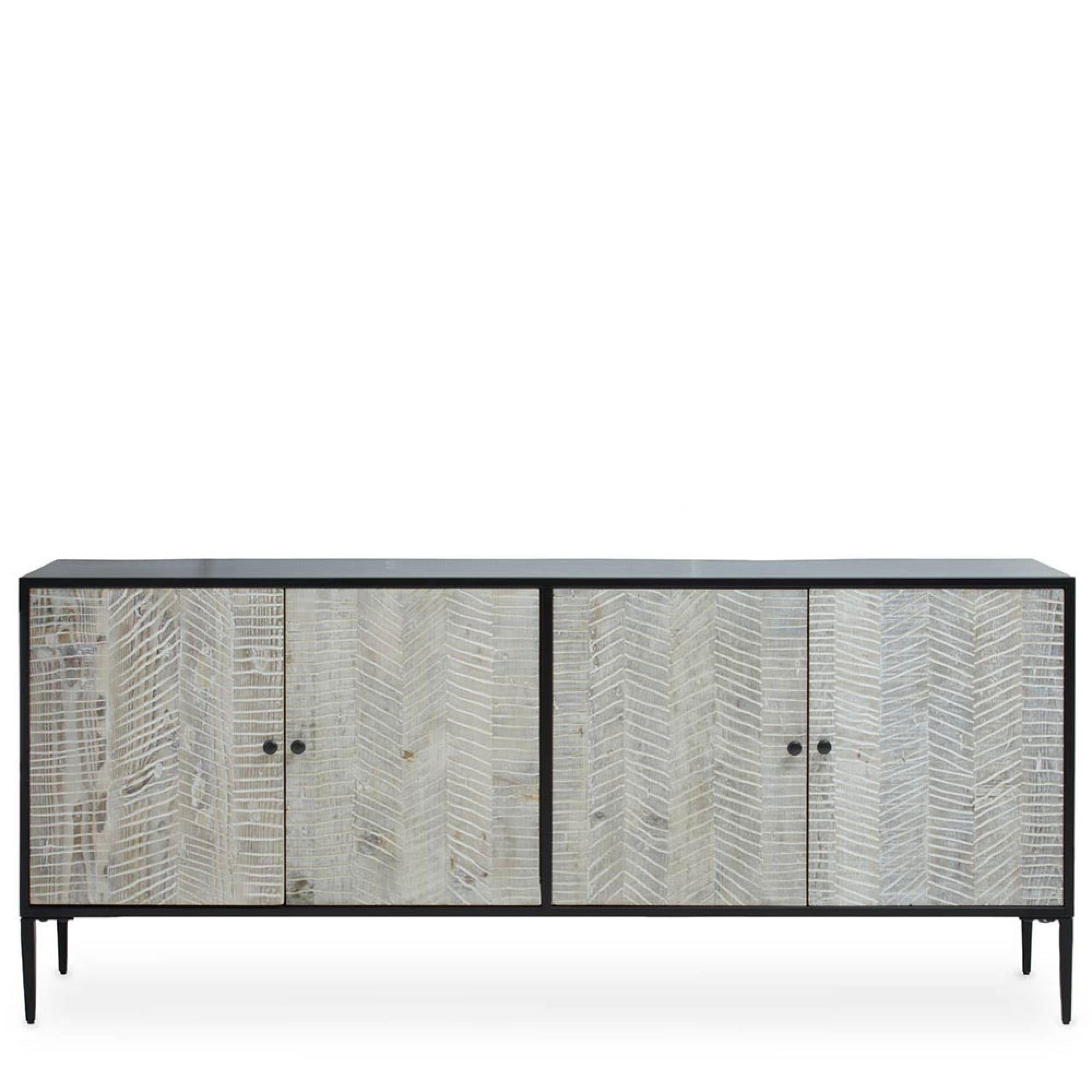 Luxor Sideboard - 4 Door - Extra Large - Black and Grey Pine Wood - 200cm