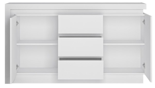 Lyon Sideboard - 2 Door - 3 Drawer - Medium - White High Gloss