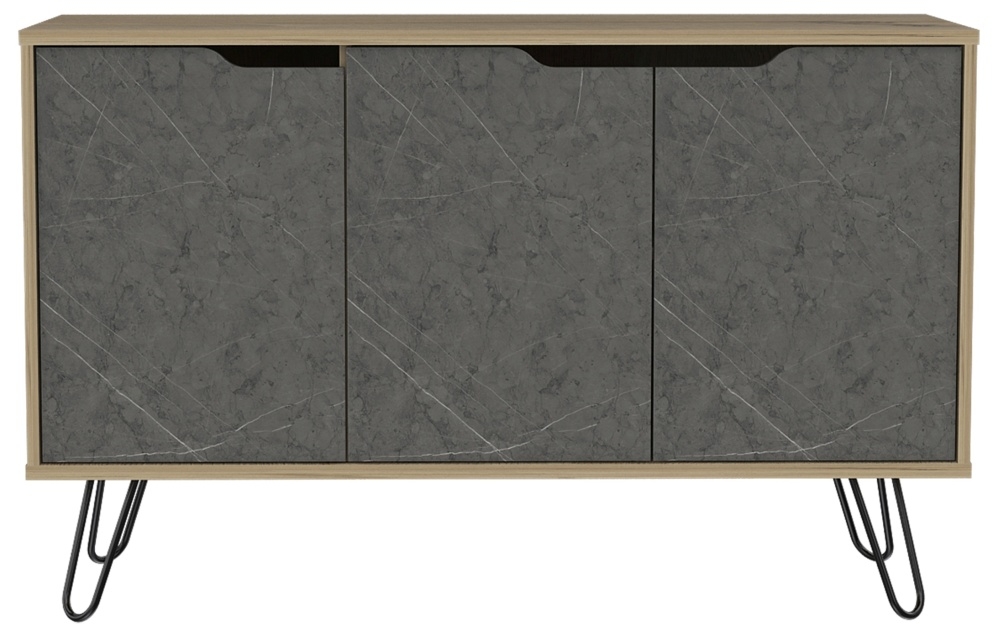 Manhattan Grey Medium Sideboard with Hairpin Legs - 3 Doors