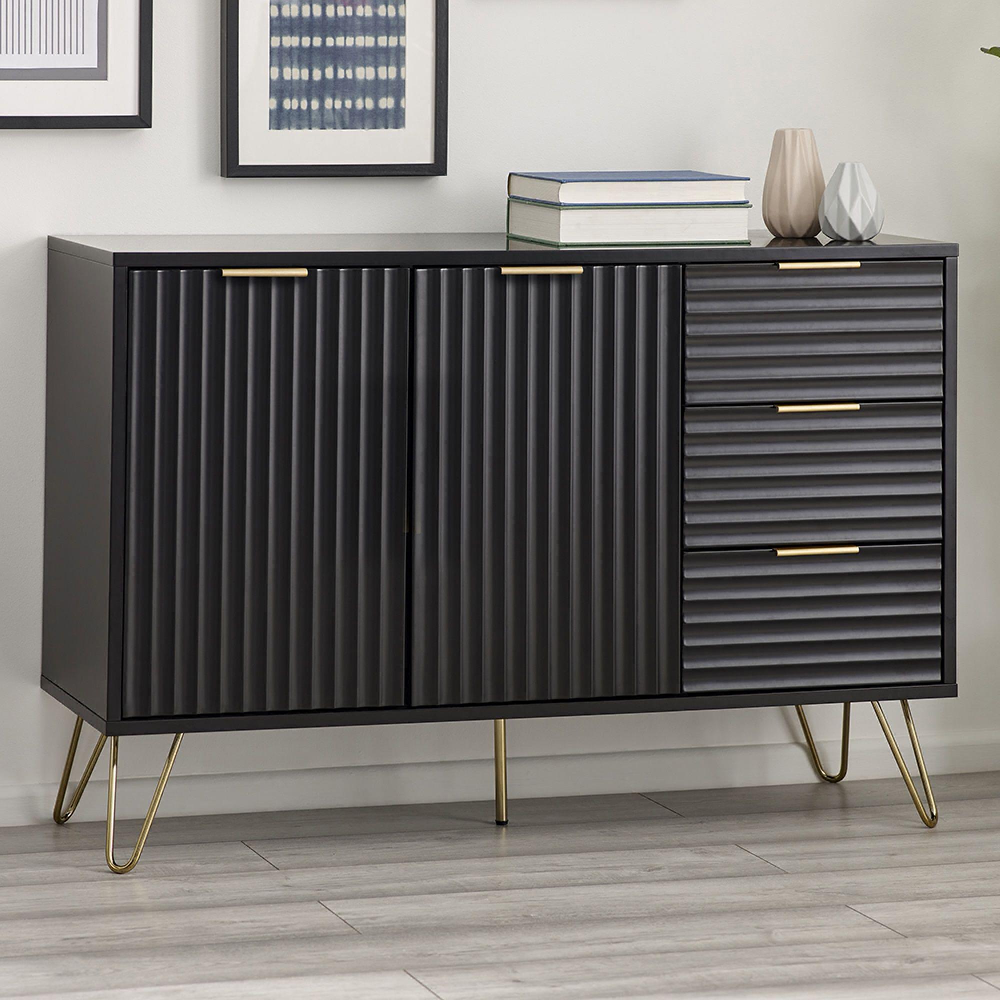 Murano Sideboard - Small - 2 Door - Ribbed - Black