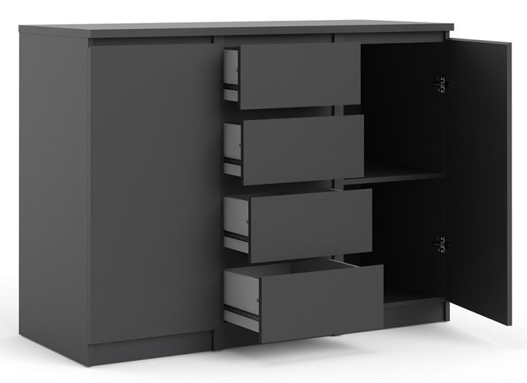 Naia Sideboard - 2 Door - 4 Drawer - Medium - Black
