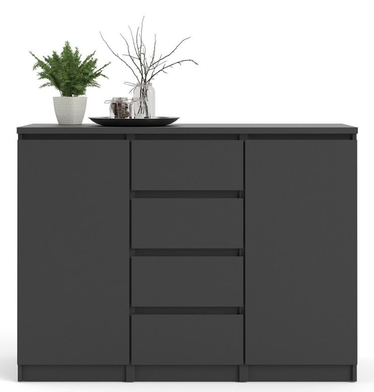 Naia Sideboard - 2 Door - 4 Drawer - Medium - Black