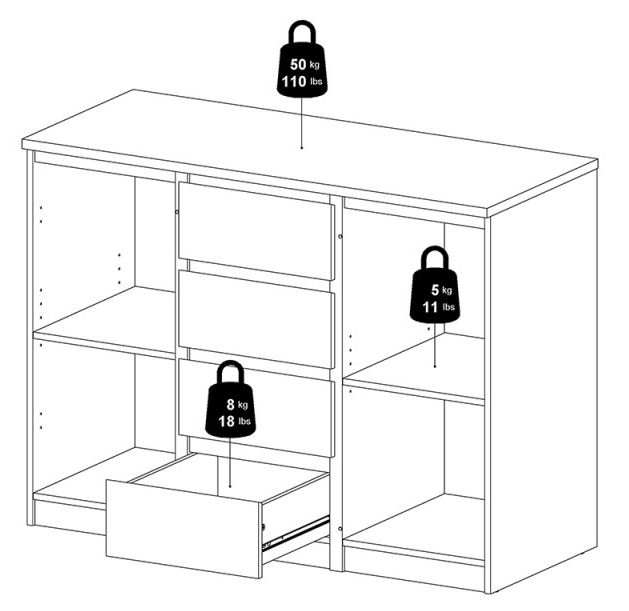 Naia Sideboard - 2 Door - 4 Drawer - Medium - Black