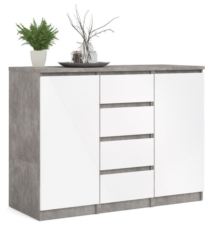 Naia Sideboard - 2 Door - 4 Drawer - Medium - Grey Concrete