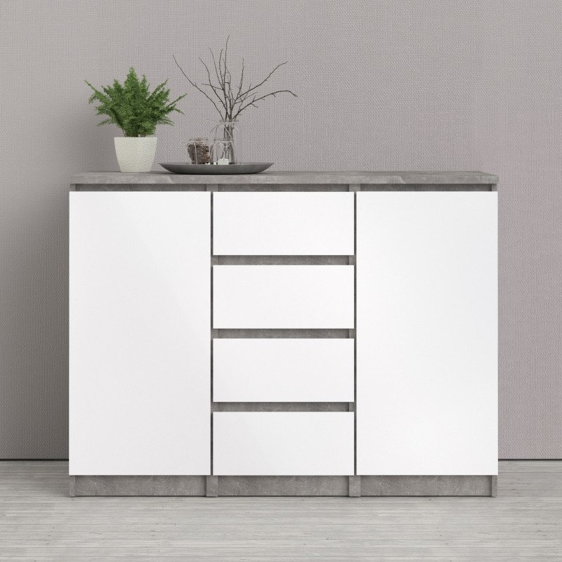 Naia Sideboard - 2 Door - 4 Drawer - Medium - Grey Concrete