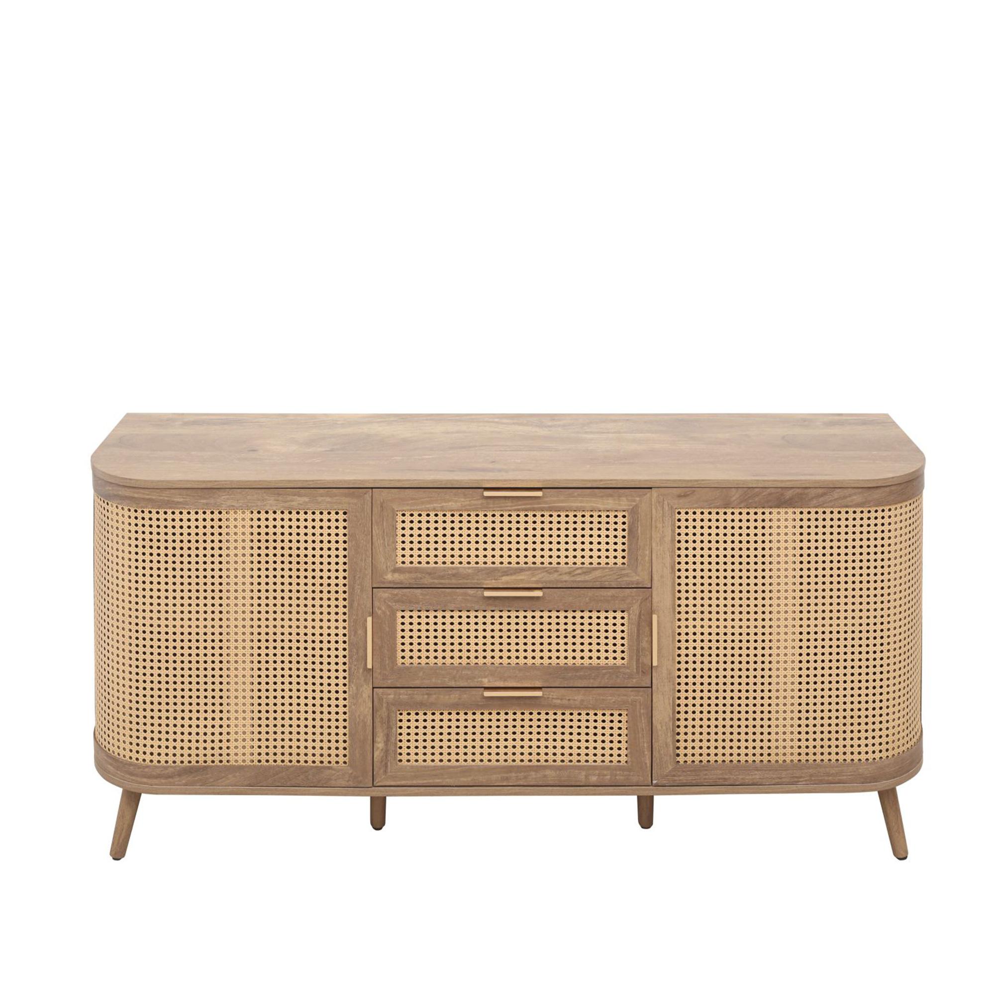 Noah Medium Sideboard - 150cm - 2 Door - Oak and Rattan