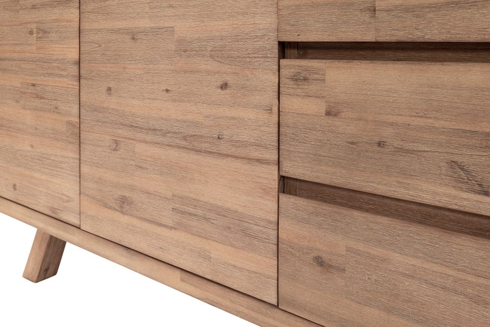 Pimlico Sideboard - 2 Door - 3 Drawer - Large - Acacia Wood and Concrete Top