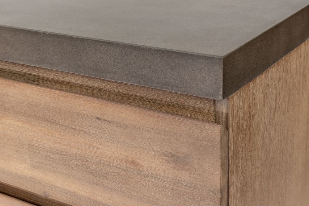 Pimlico Sideboard - 1 Door - 3 Drawer - Wide - Acacia Wood and Concrete Top