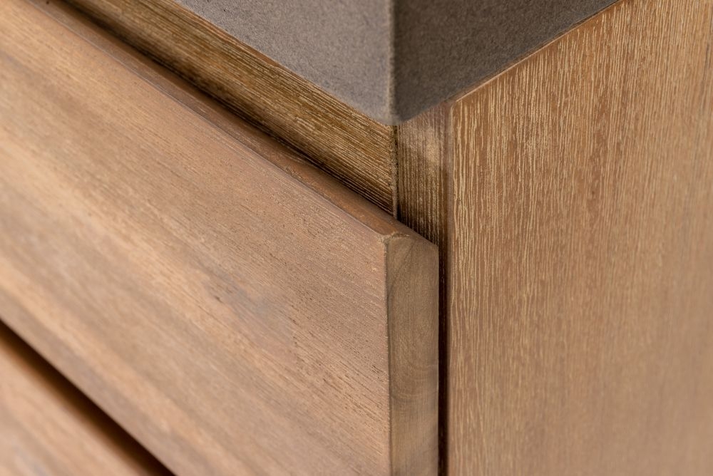 Pimlico Sideboard - 1 Door - 3 Drawer - Wide - Acacia Wood and Concrete Top