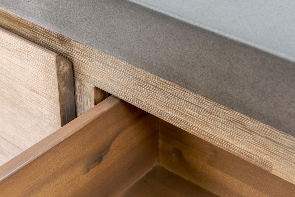 Pimlico Sideboard - 1 Door - 3 Drawer - Wide - Acacia Wood and Concrete Top