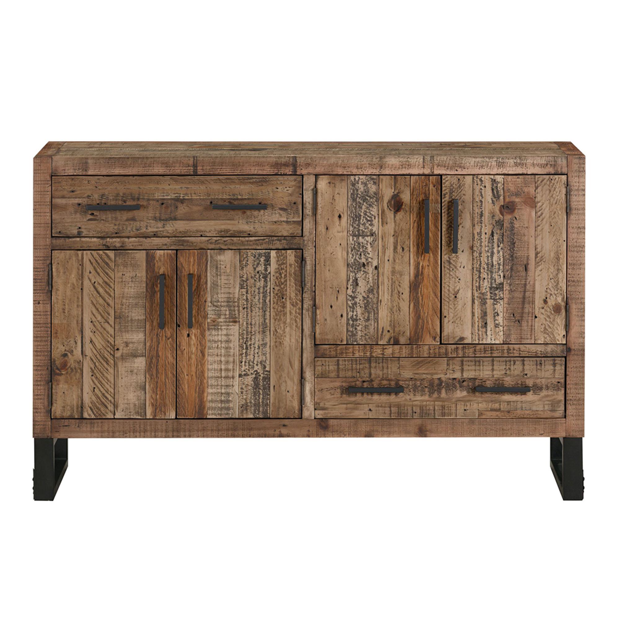 Preston Industrial Style Rustic 4 Door Medium Sideboard - 139cm