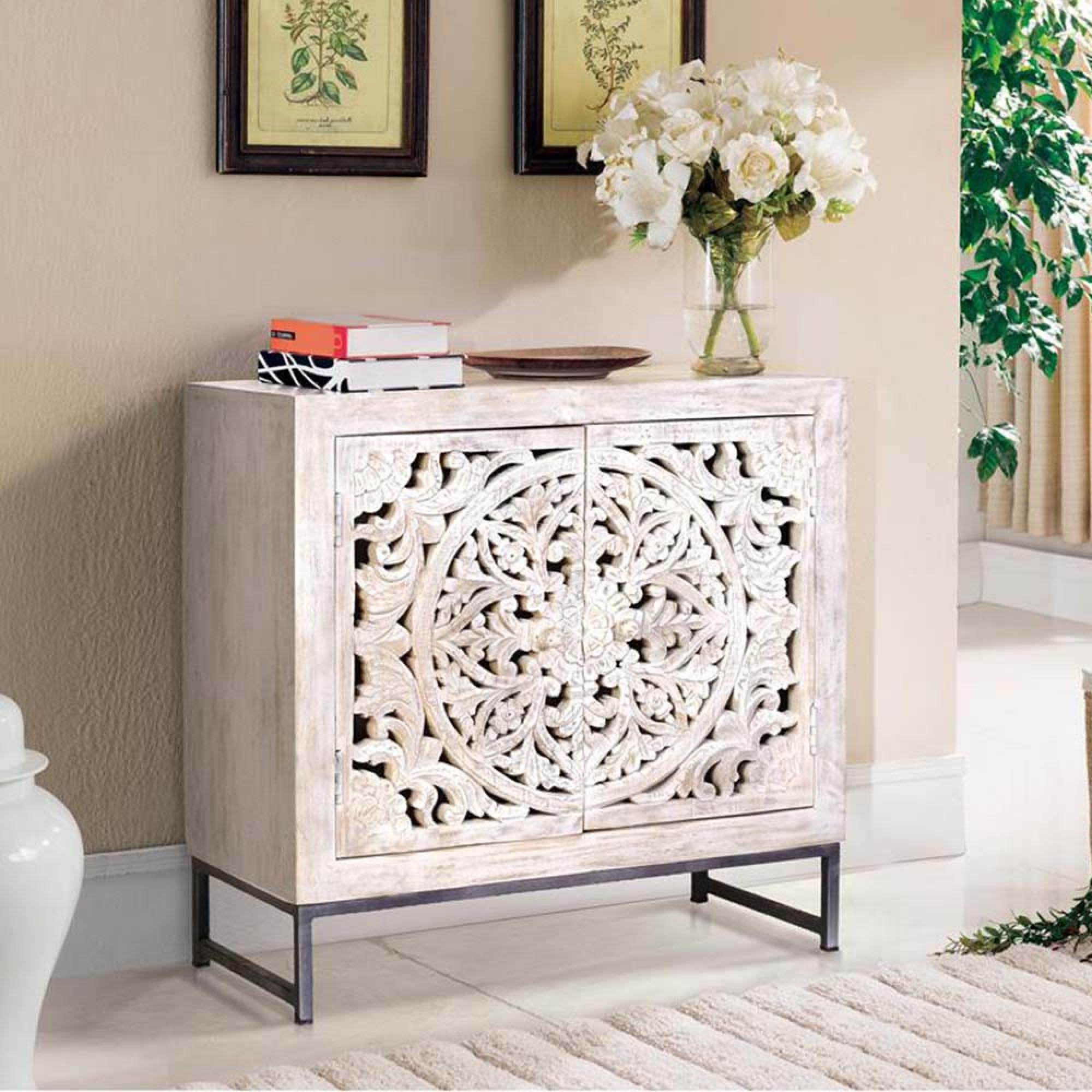 Quintana Sideboard - Washed Carved - Mango Wood - 2 Door - Small - 80cm