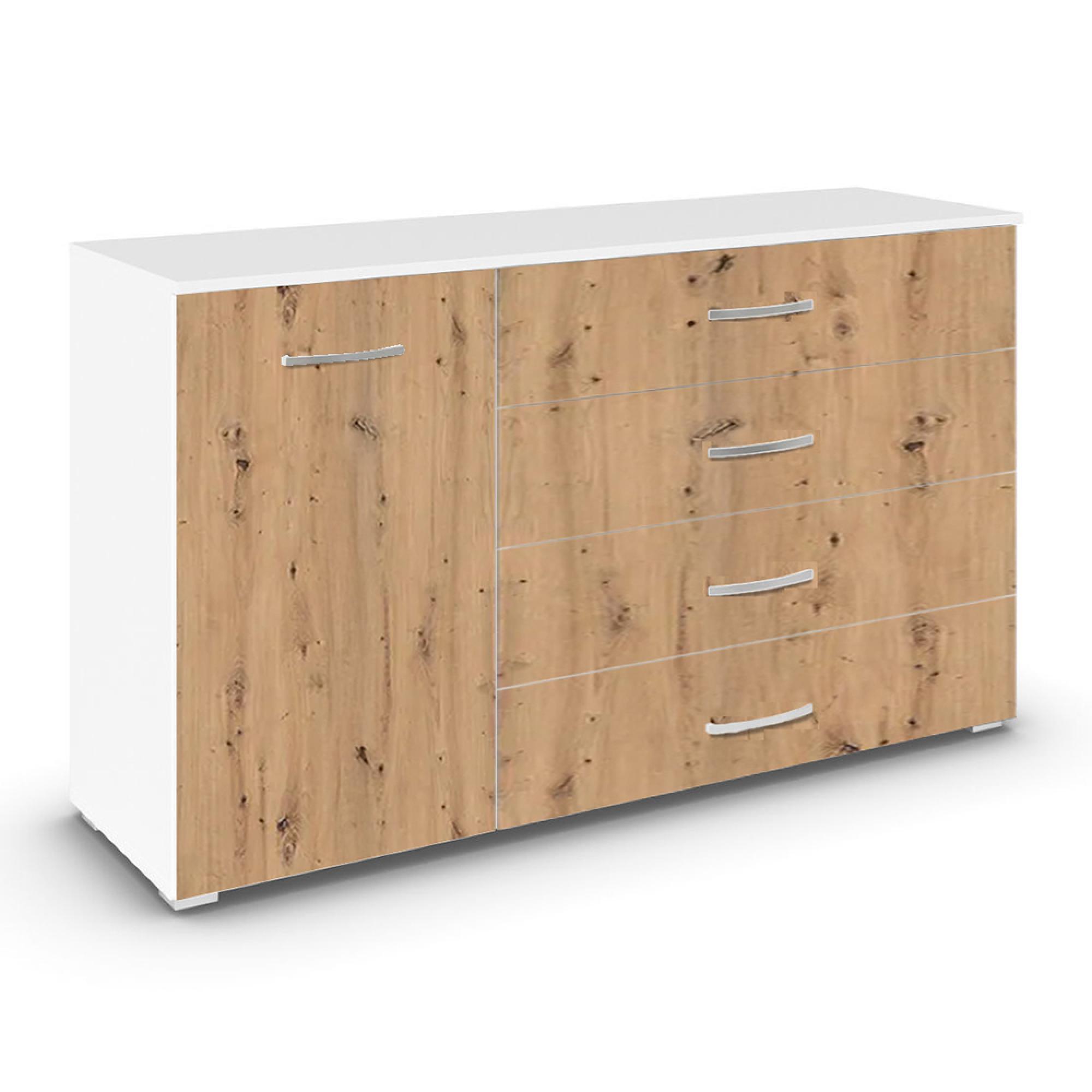 Rauch Aditio 1 Door Medium Sideboard - 120cm - Alpine White and Artisan Oak