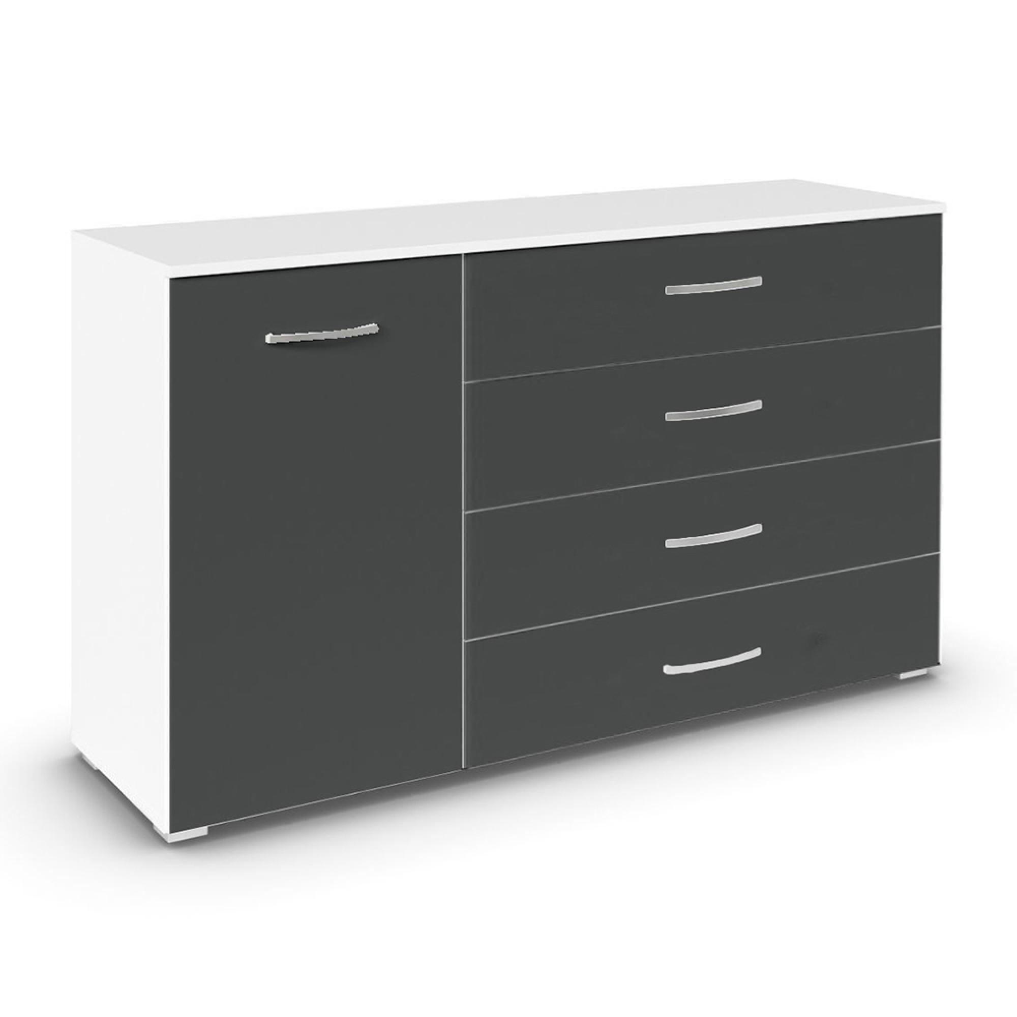 Rauch Aditio 1 Door Medium Sideboard - 120cm - Alpine White and Metallic Dark Grey