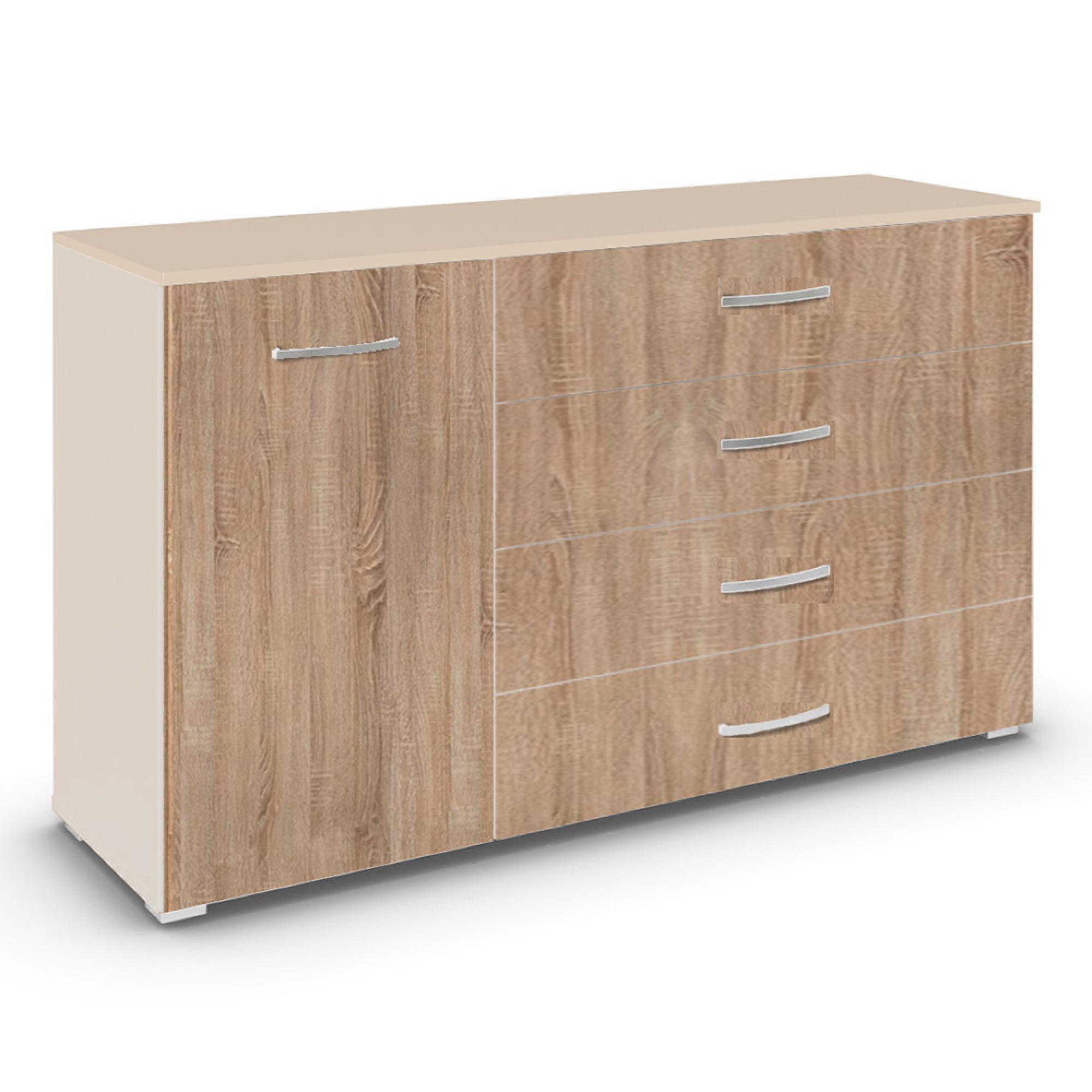 Rauch Aditio 1 Door Medium Sideboard - 120cm - Champagne and Sonoma Oak