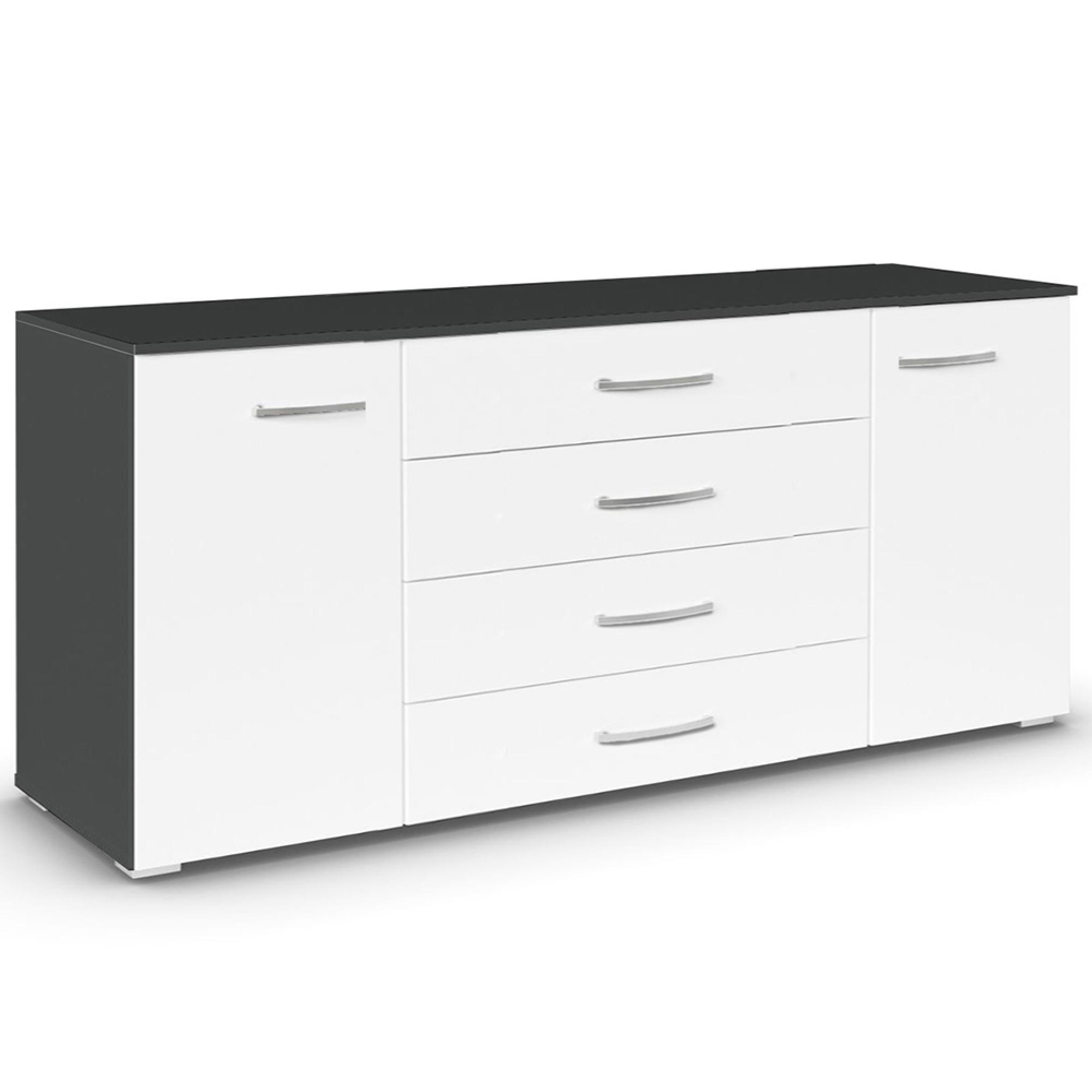Aditio Large Sideboard - 160cm - 2 Door - Metallic Dark Grey & Alpine White