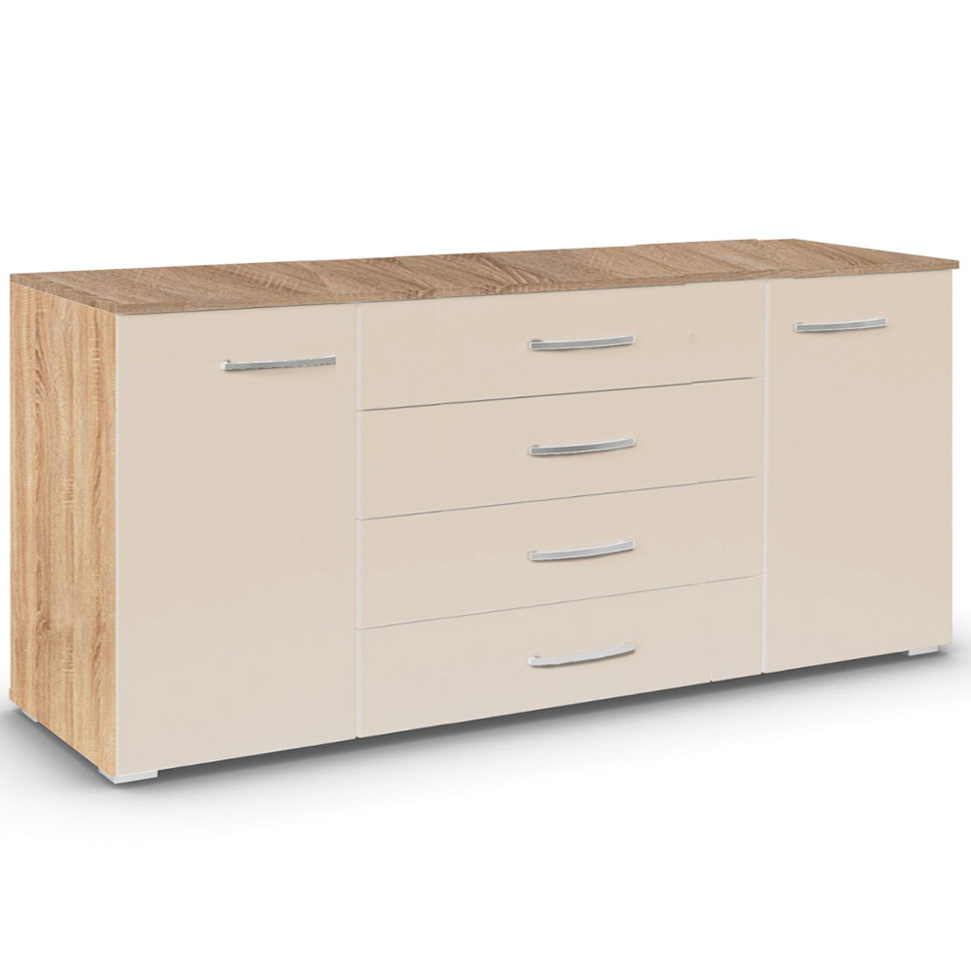 Aditio Large Sideboard - 160cm - 2 Door - Sonoma Oak & Champagne