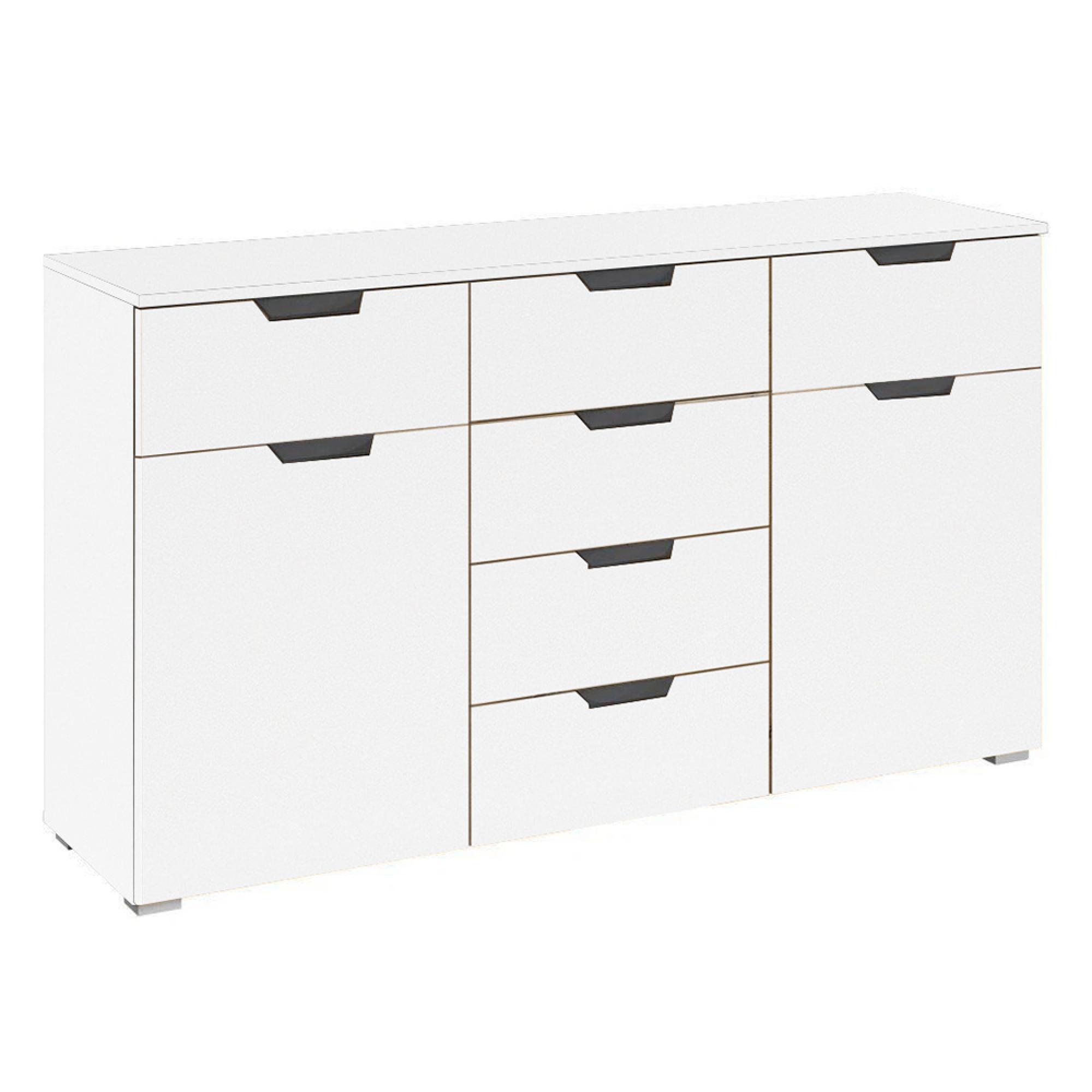 Aditio Medium Sideboard - 120cm - 2 Door - 6 Drawer - Alpine White