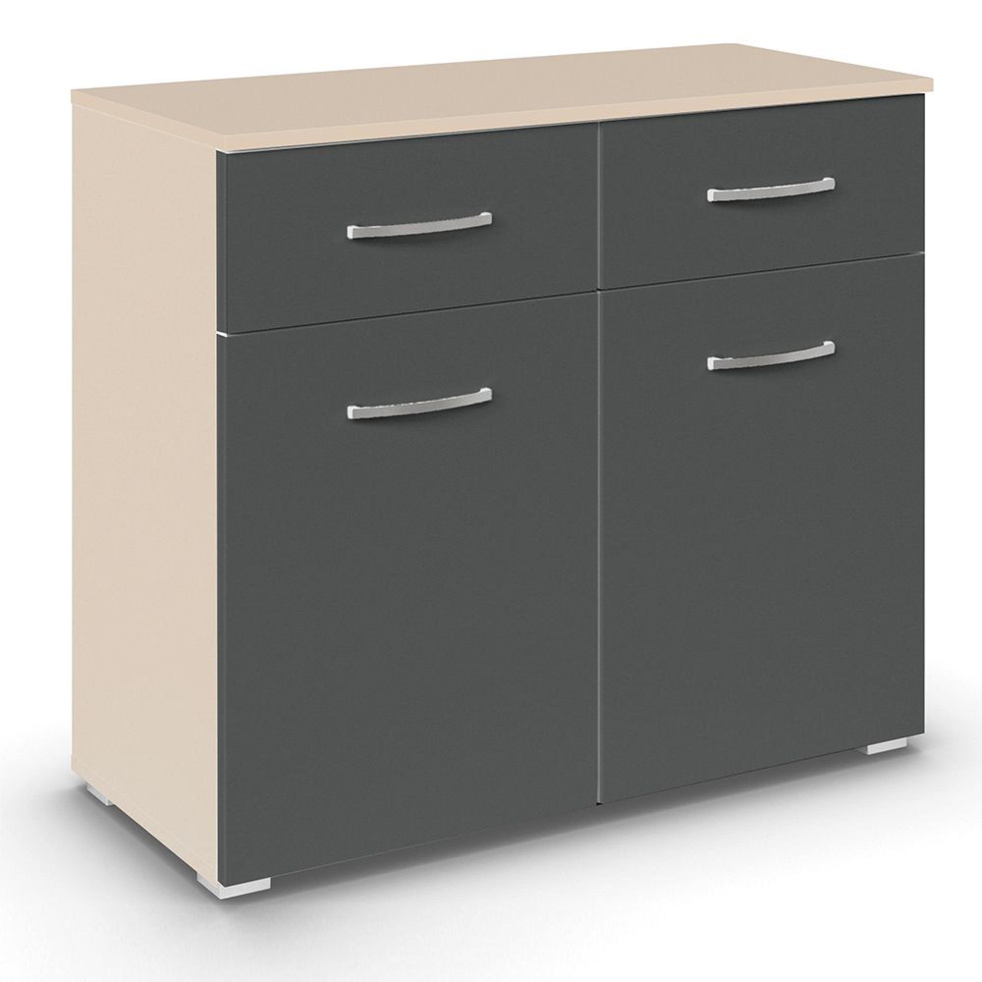 Rauch Aditio 2 Door Small Sideboard - 80cm - Champagne and Metallic Dark Grey