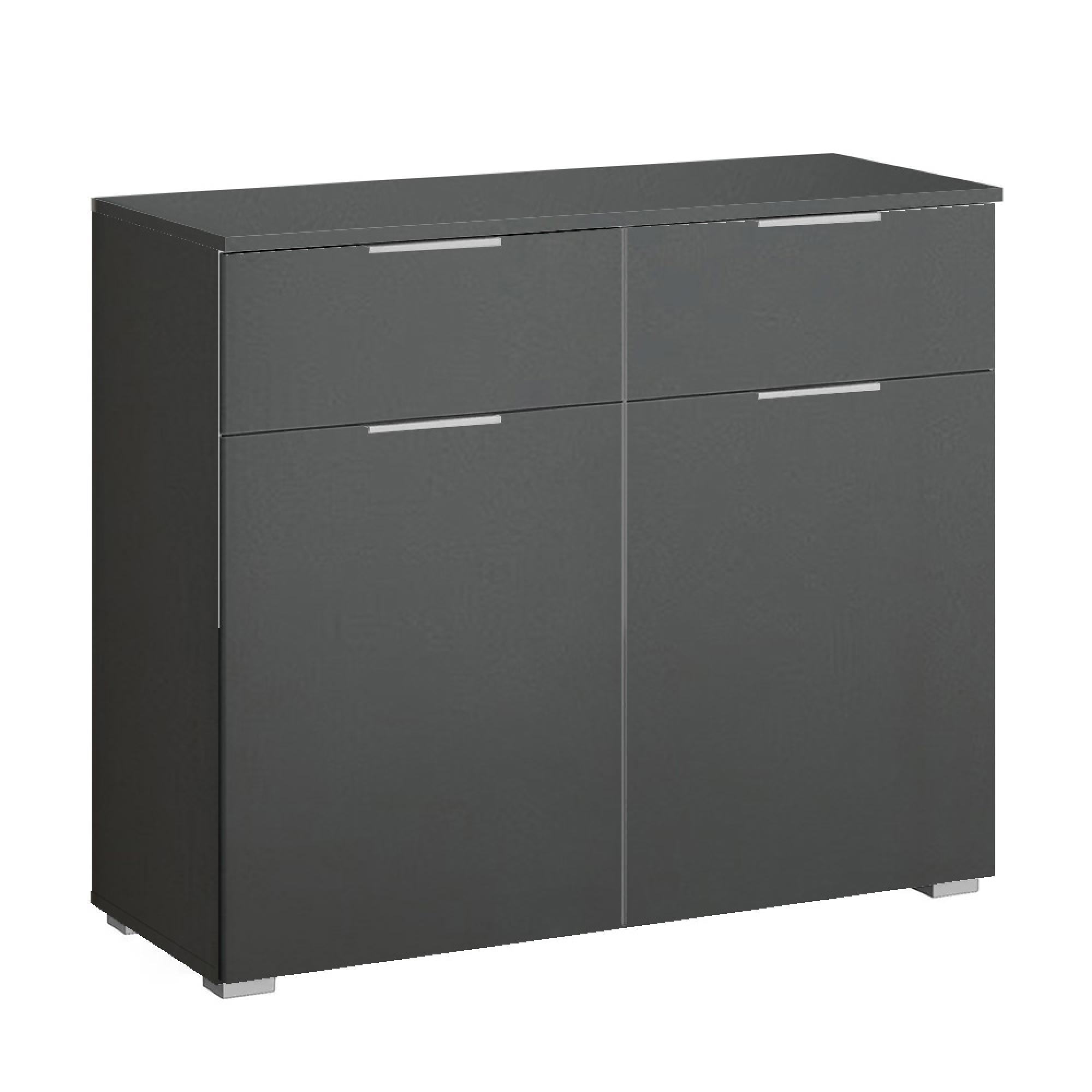 Rauch Alabama 2 Door Small Sideboard - 80cm - Metallic Dark Grey