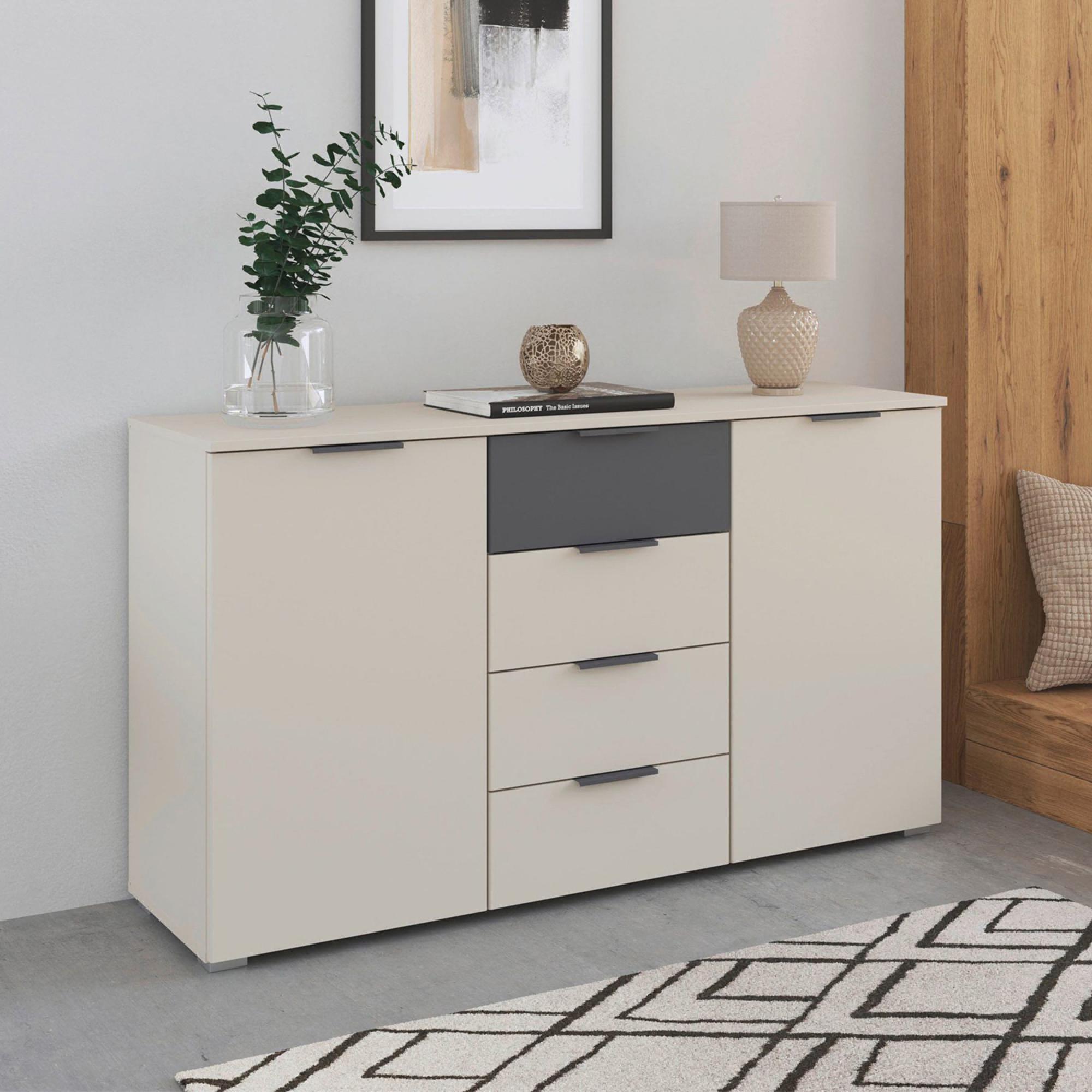 Rauch Sajo 2 Door Sideboard - 140cm - Champagne and Metallic Dark Grey