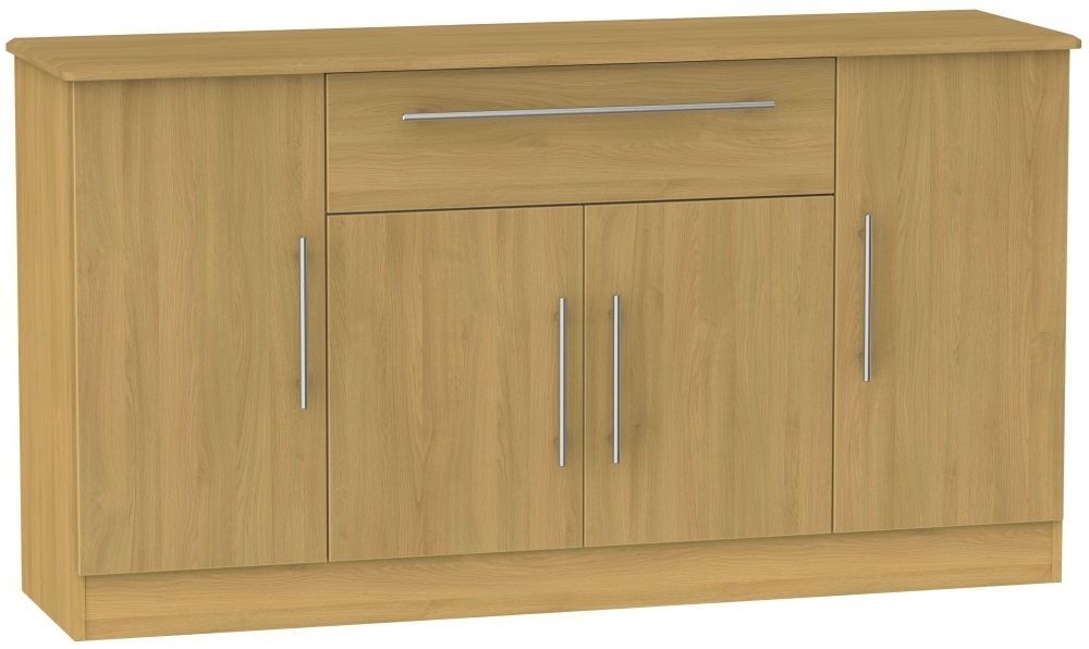 Sherwood Oak Effect Wide Sideboard - 4 Doors