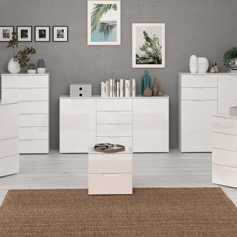 Sienna Sideboard - 2 Door - 4 Drawer - Large - White High Gloss