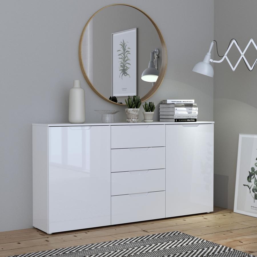 Sienna Sideboard - 2 Door - 4 Drawer - Large - White High Gloss