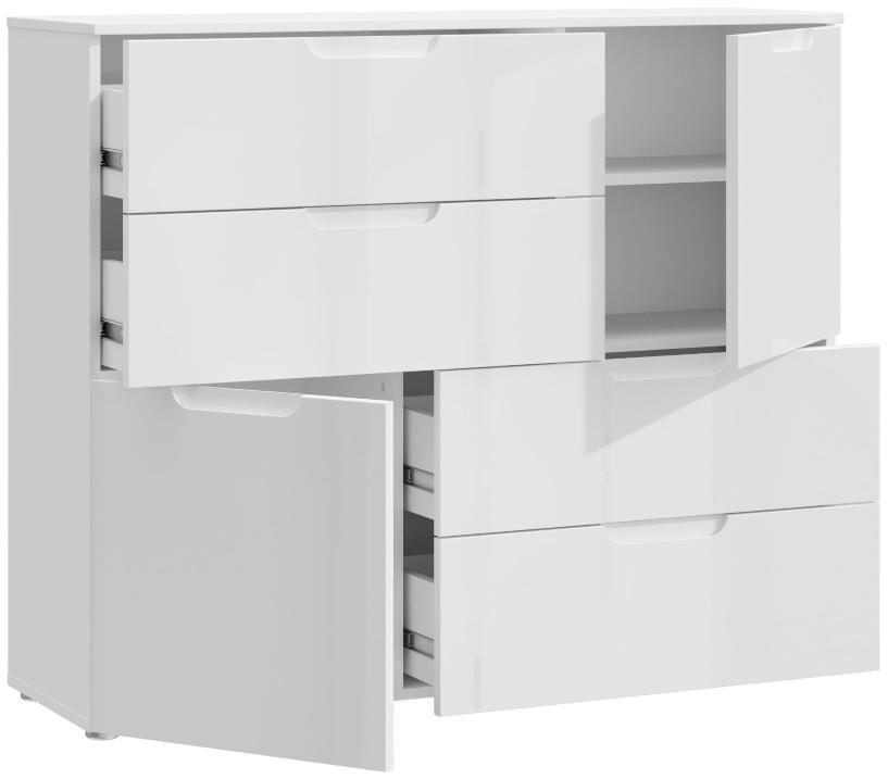 Sienna Sideboard - 2 Door - 4 Drawer - Wide - White Gloss