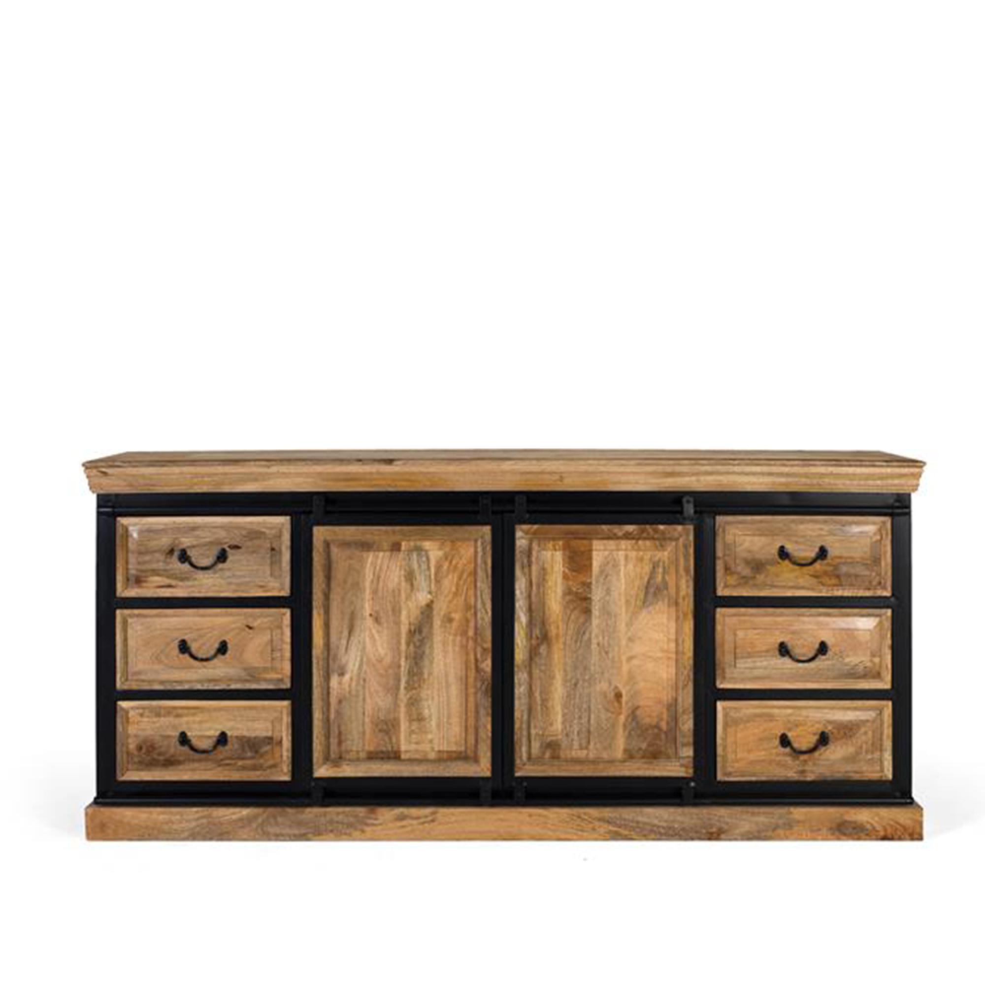 Varese Sideboard - Natural Mango Wood - 2 Door - Sliding - Extra Large - 200cm