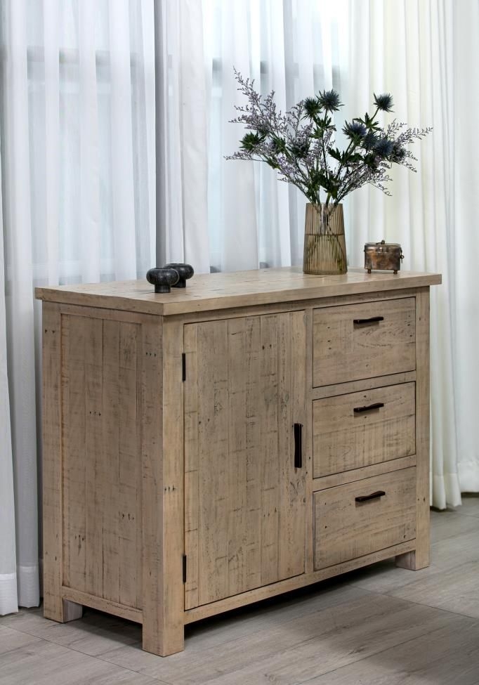 Reclaimed Pine Sideboard - Compact - 1 Door - Medium - 115cm
