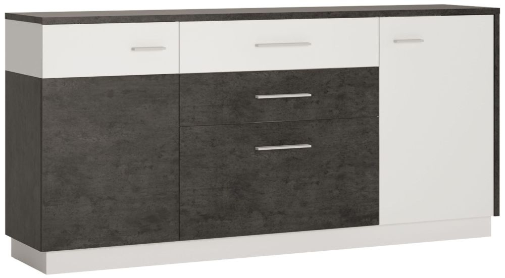 Zingaro Grey and White Extra Large Sideboard - 2 Doors