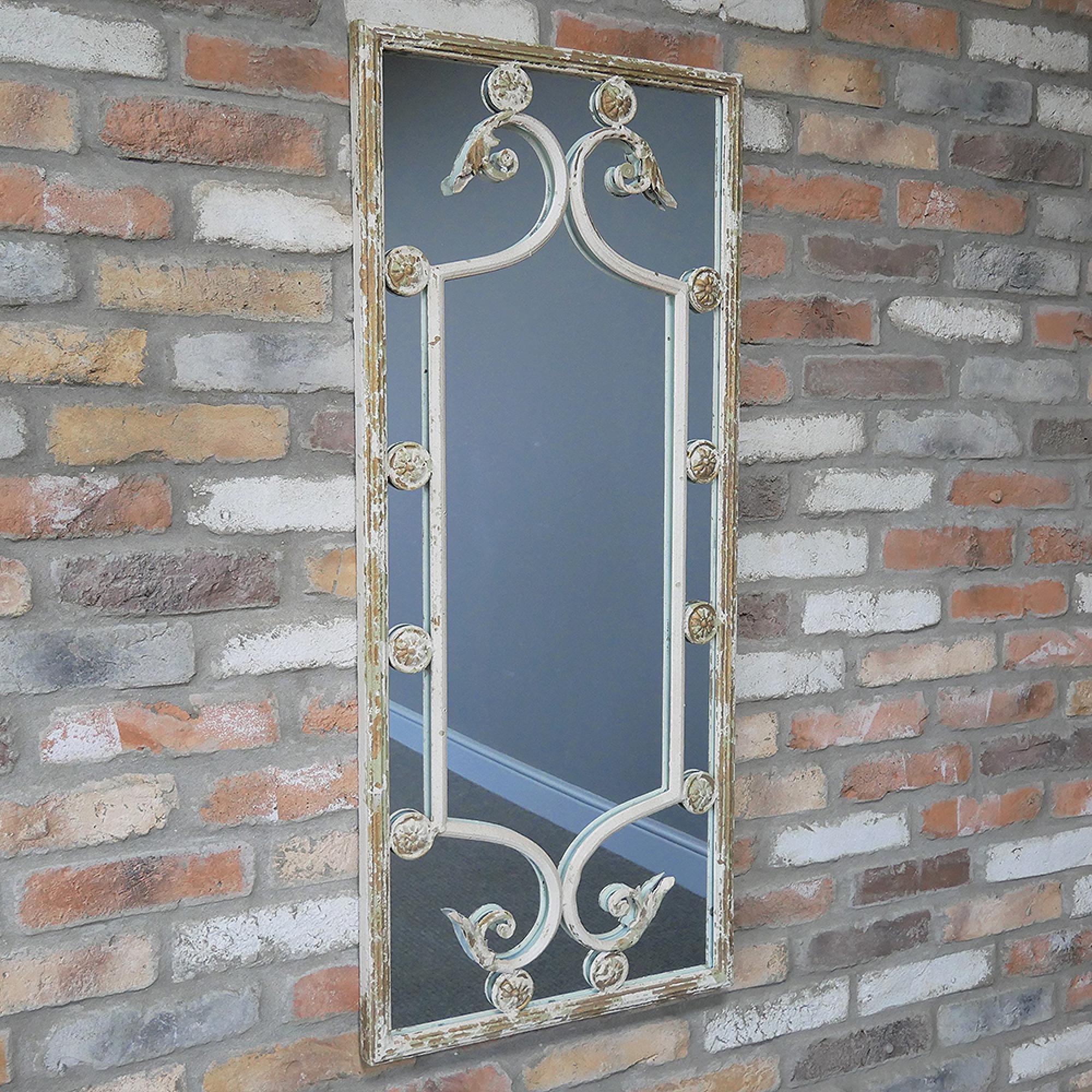 Wall Mirror - Rectangular - White Rustic Metal