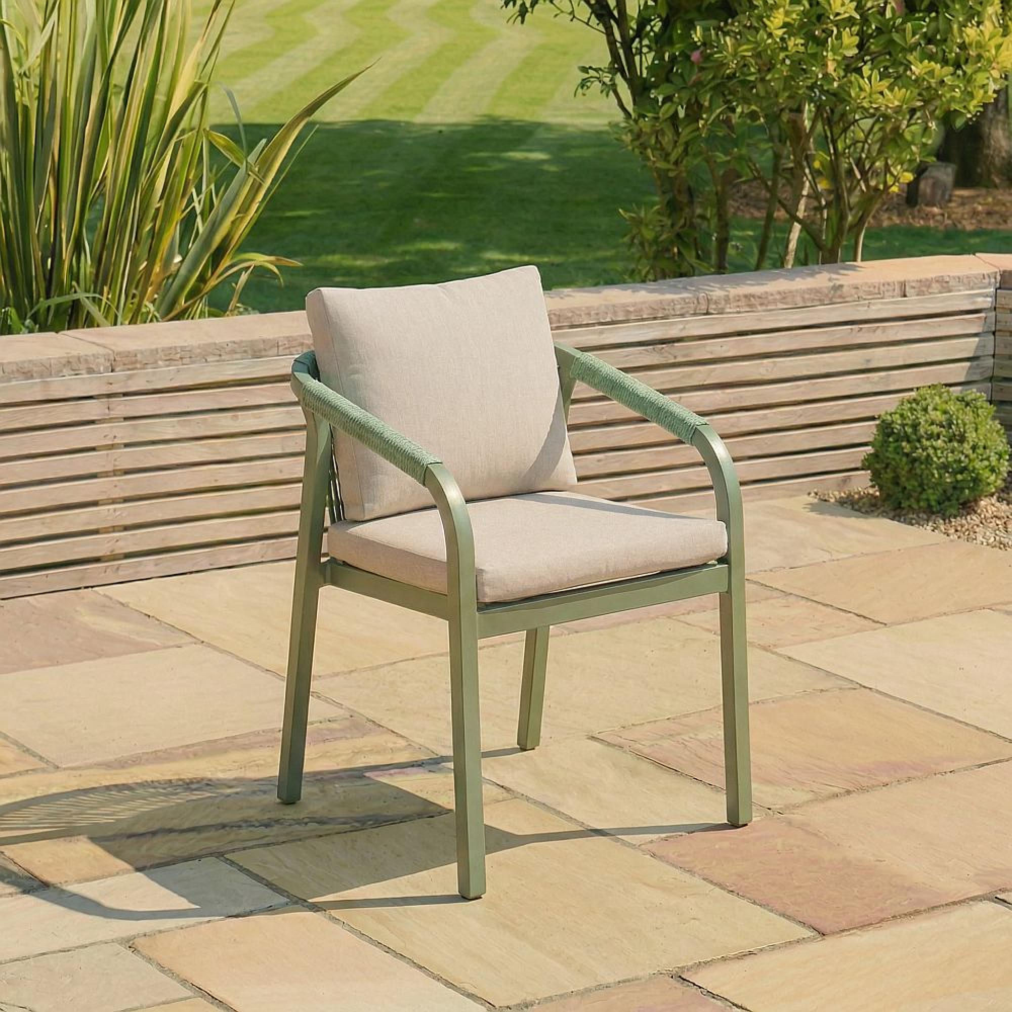 Genoa Garden Bistro Set - Round - Olive Green and Timber Wood - 2 Chairs