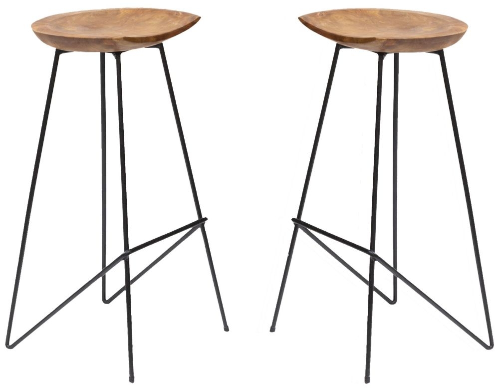 Belfort Set of 2 Teak Wood Counter Stool