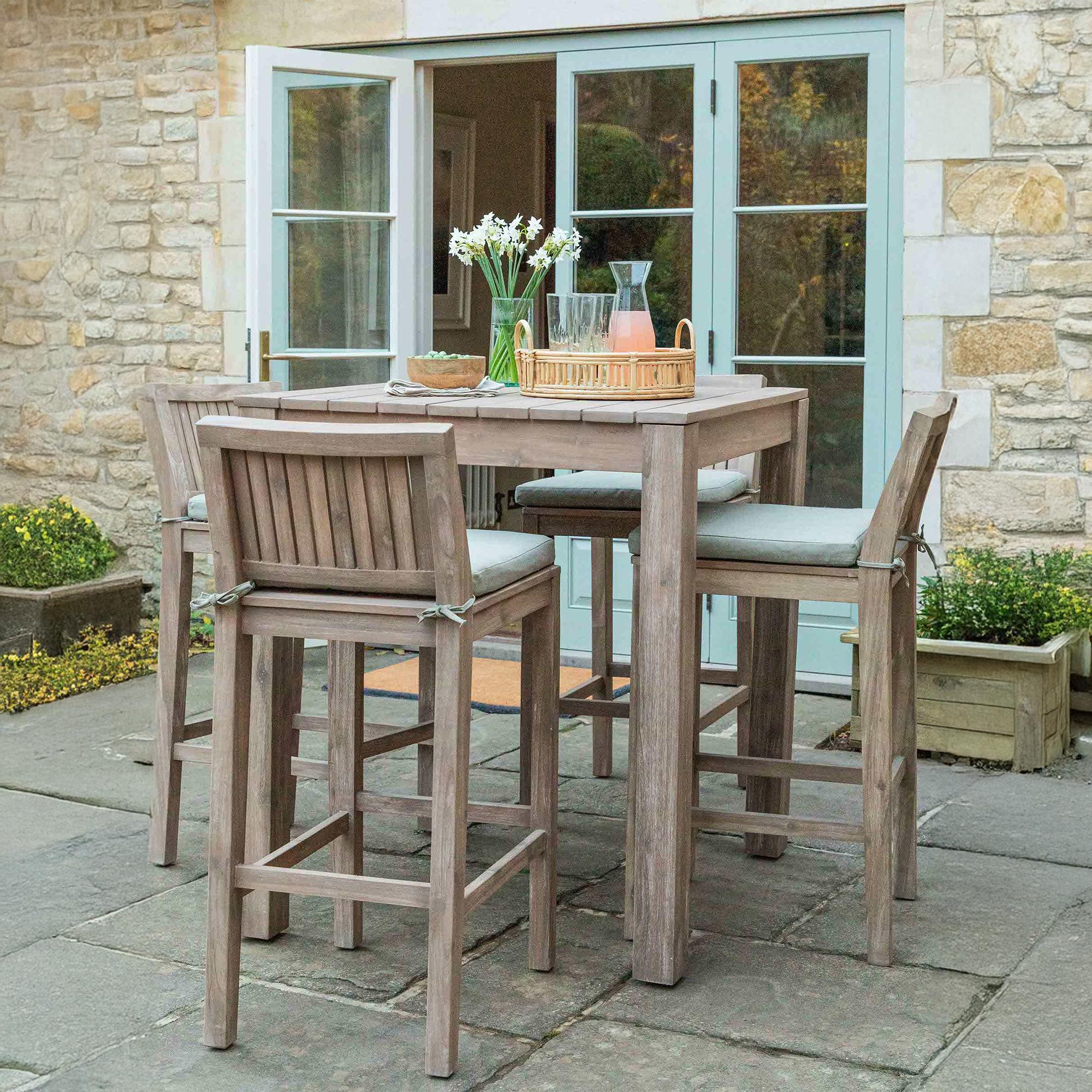 Porthallow Outdoor Square Bar Table Natural Acacia Wood