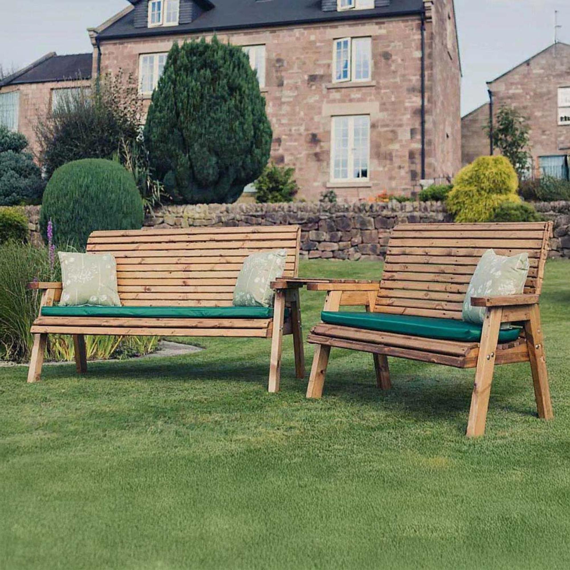 Churnet Valley Redwood Angled 2 Seater and 3 Seater Garden Benches Set