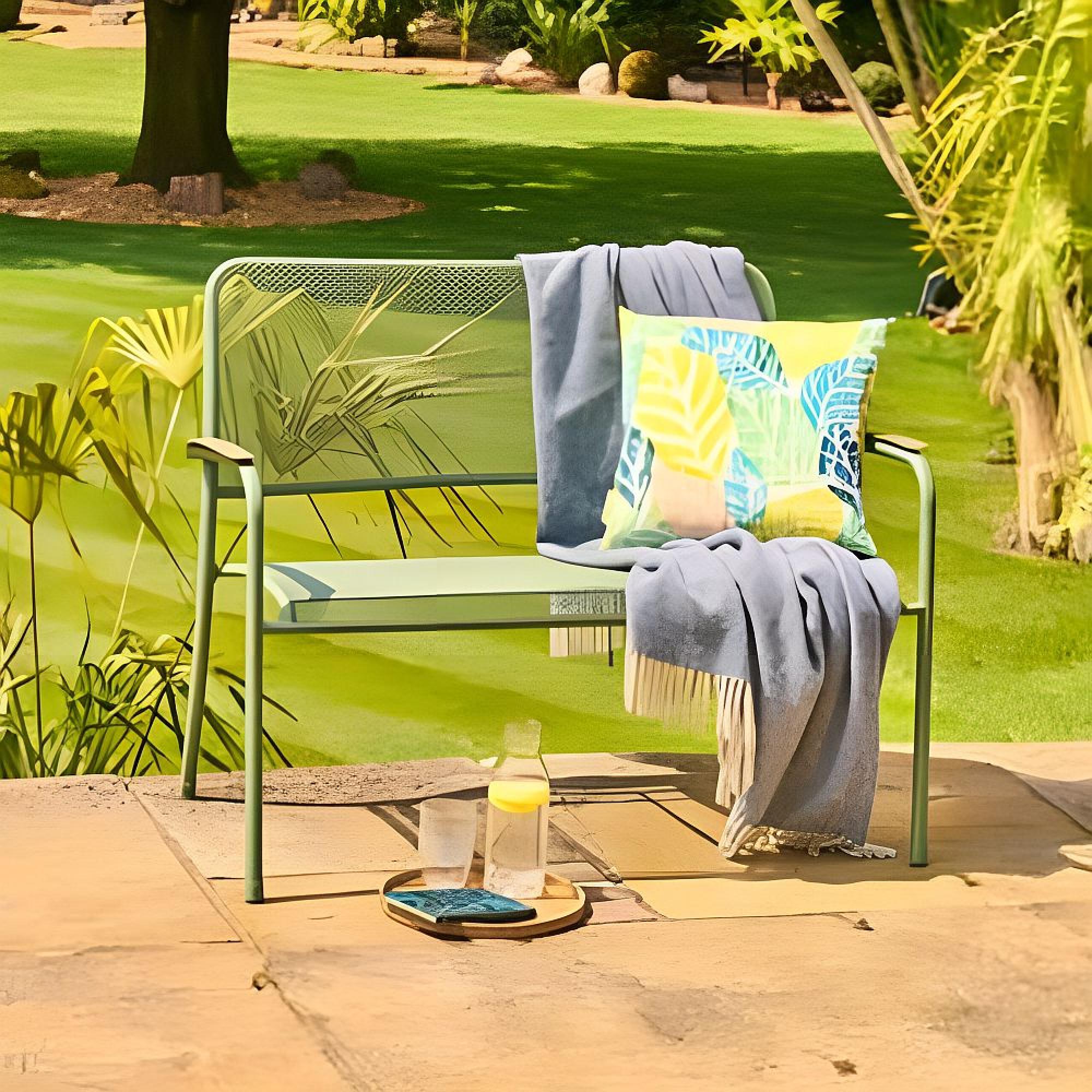 Bergen Garden Bench - 4ft - Green Metal