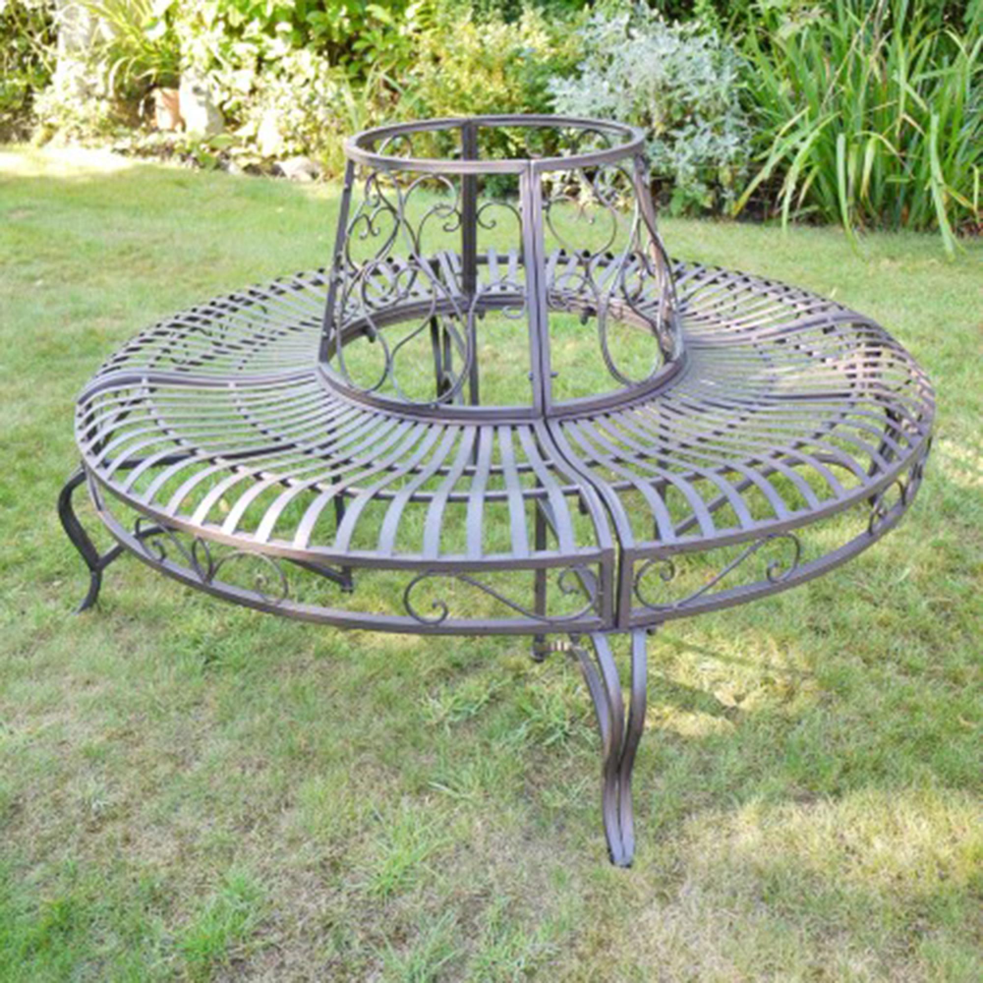 Garden Bench - Black Metal - Tree Style