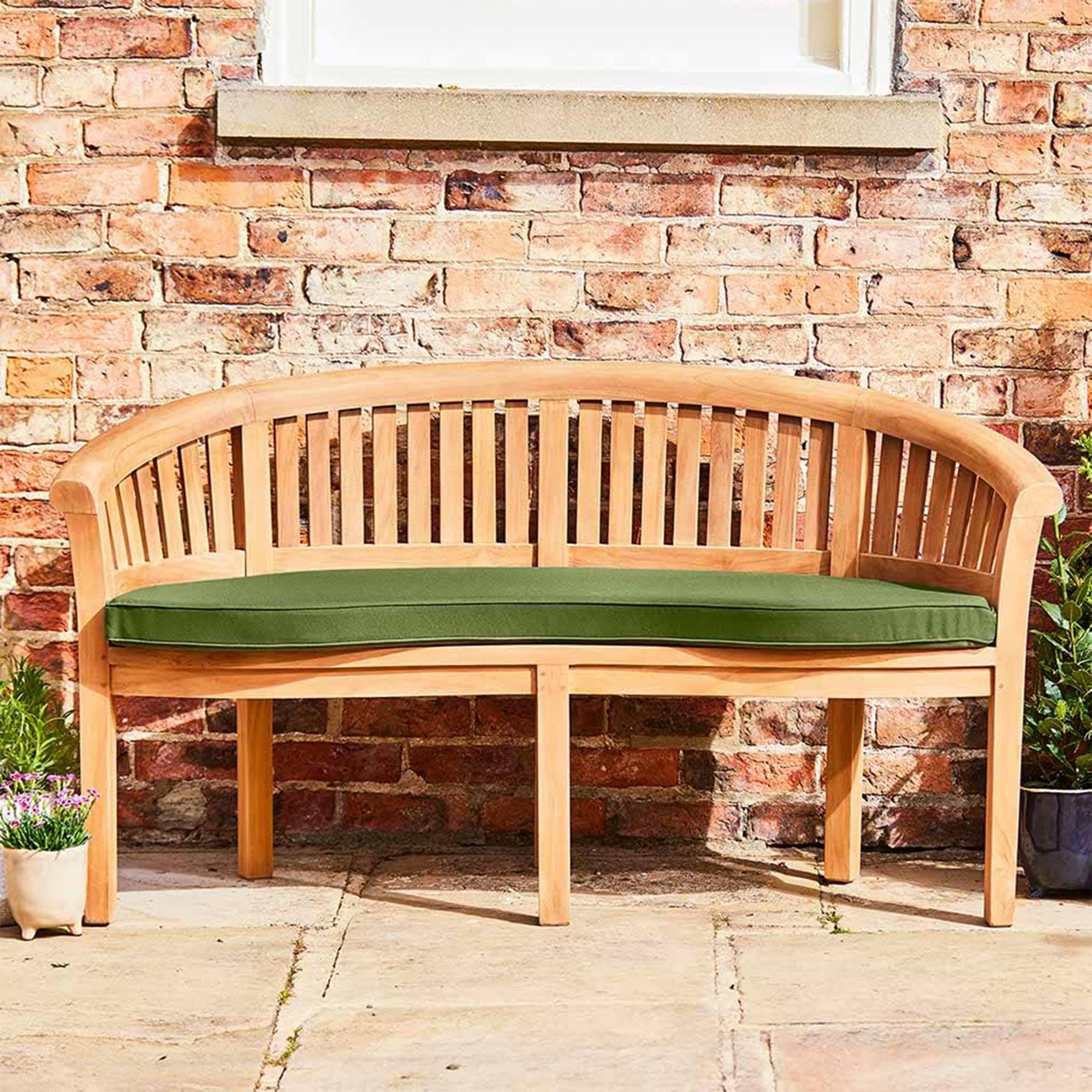 Crummock Outdoor Teak 140cm Bench with Green Cushion