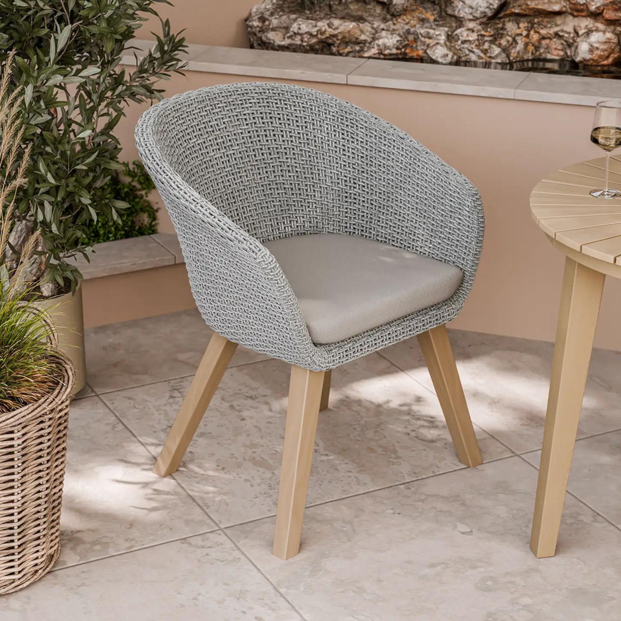 Roma Garden Dining Chairs - Set of 2 - Sol Grey Rattan