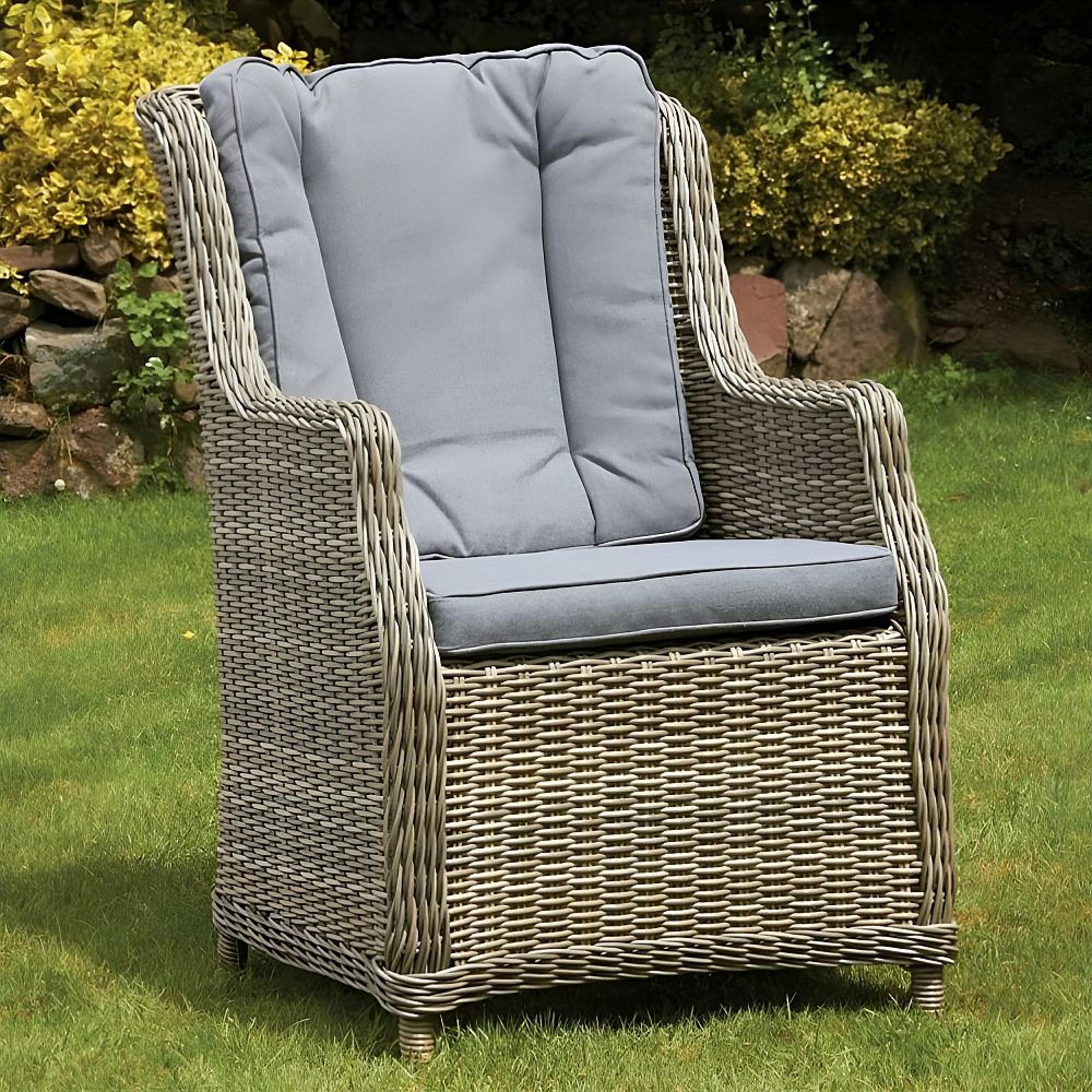 Wentworth Garden Dining Chairs - Set of 2 - Highback Comfort - Beige - Rattan