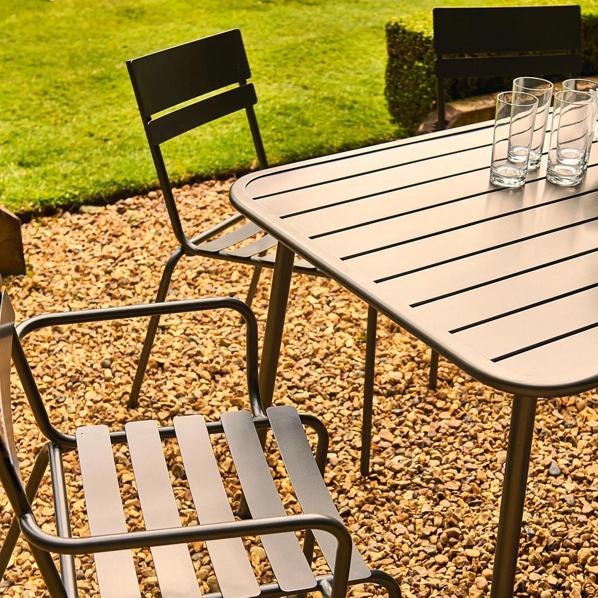 Oslo Garden Stacking Dining Chair - Grey Metal