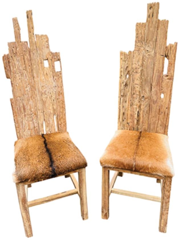 Teak Root & Goat Skin Chair