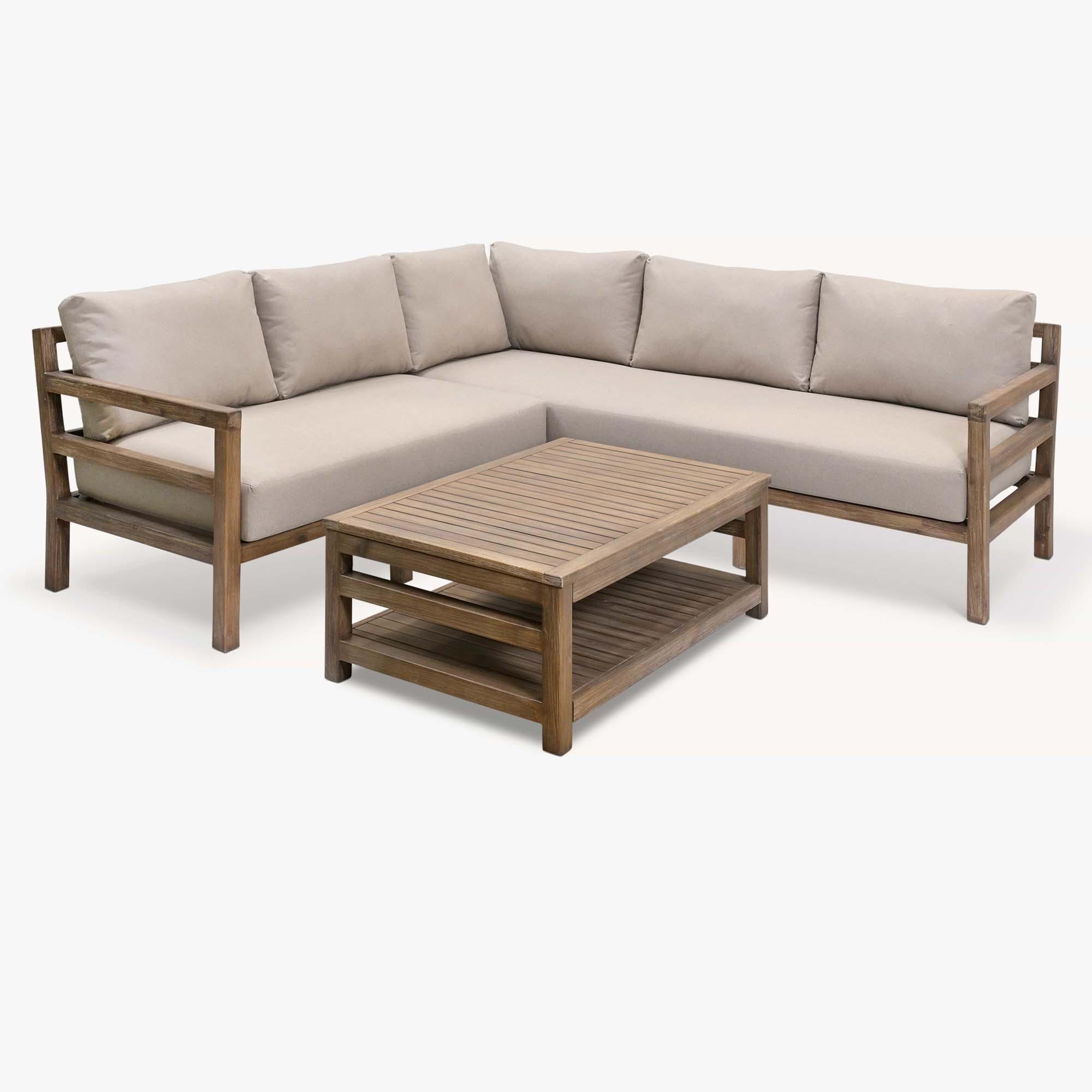 Sandridge Outdoor Corner Sofa Set Natural Acacia Wood
