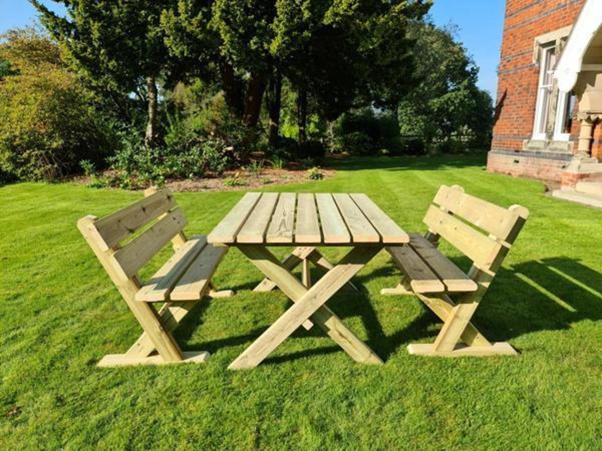 Churnet Valley Ashcombe Redwood Garden Table Set with 2 Benches