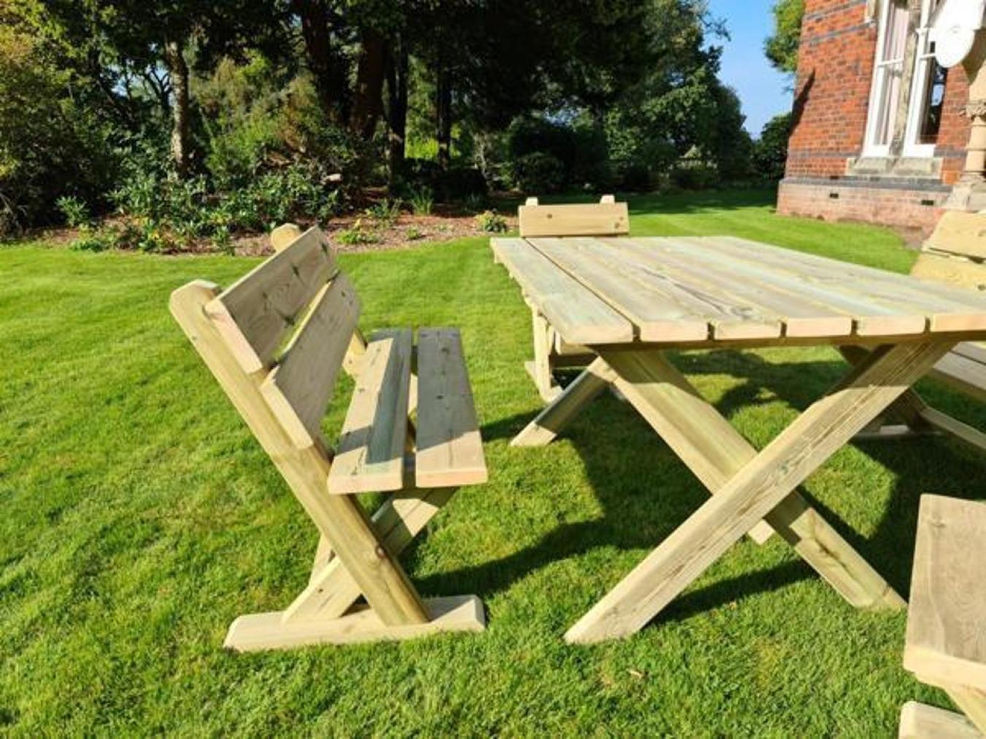 Churnet Valley Ashcombe Redwood Garden Table Set with 2 Chairs and 2 Benches