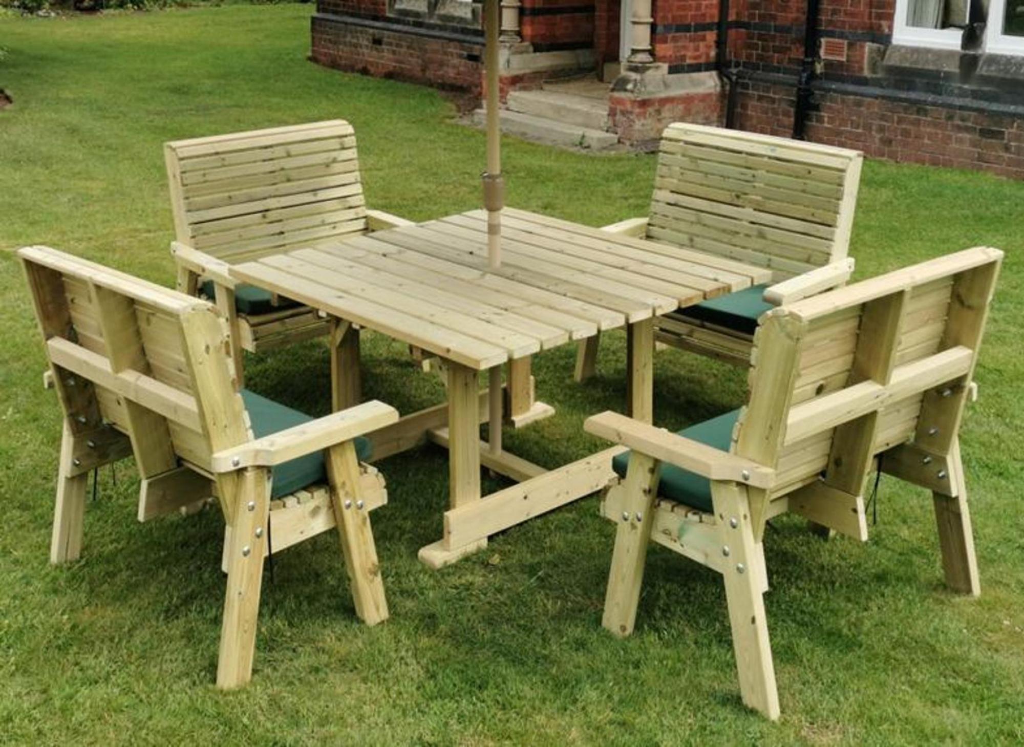 Churnet Valley Ergo Redwood Square Garden Table Set with 4 Benches